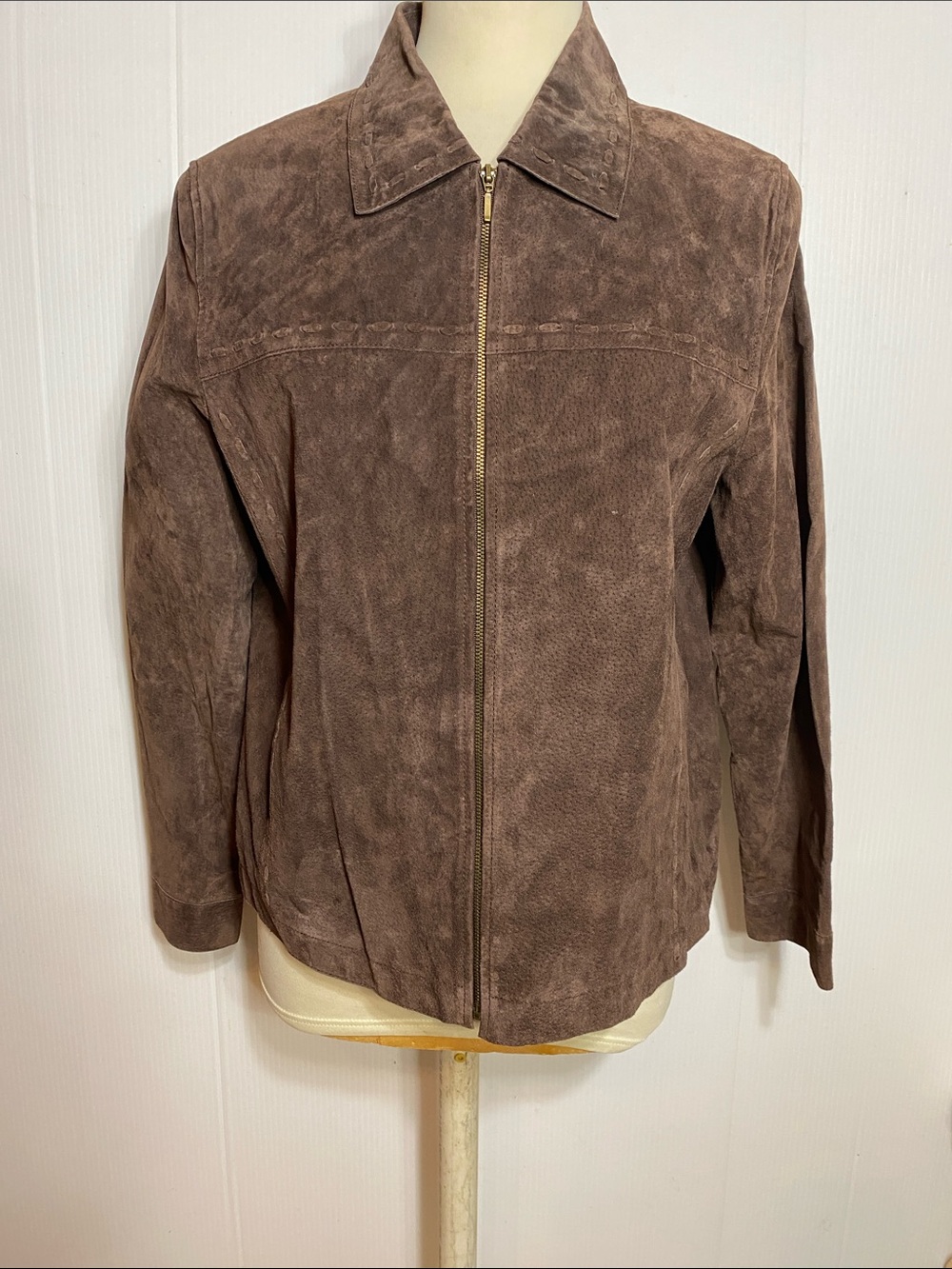 St. John's Bay Brown Suede Zip-Front Jacket
